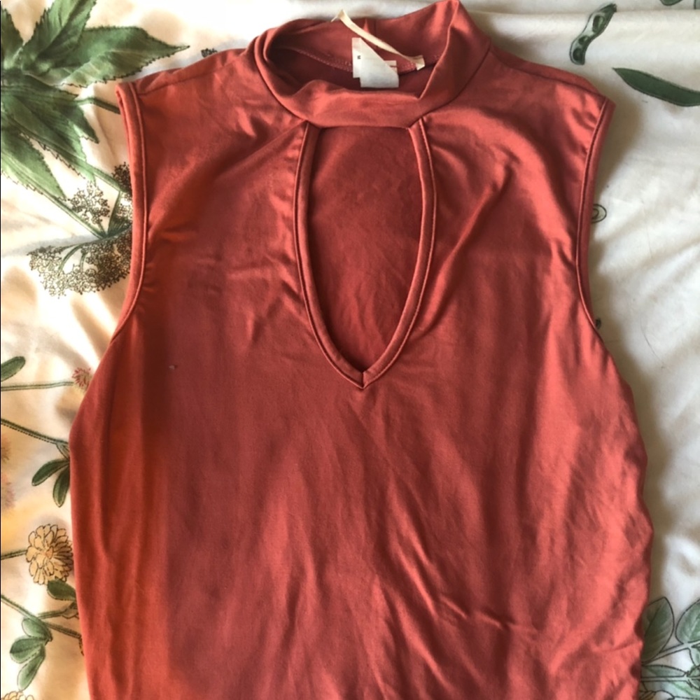 Cropped cut out deep V top